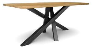 Majstrštych Jídelní stůl Moták - designový industriální nábytek Velikost stolu (D x Š): 160 x 80 (cm), Typ a sukovitost dřeva: Dub s méně suky (0 Kč), Barva kovových nohou: Bílá mat - RAL 9010 (0 Kč)