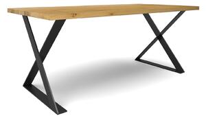 Majstrštych Jídelní stůl Dudek - designový industriální nábytek Velikost stolu (D x Š): 140 x 80 (cm), Typ a sukovitost dřeva: Dub sukovitý/rustikální (0 Kč), Barva kovových nohou: Černá mat - RAL 9005 (0 Kč)