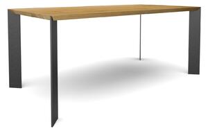 Jídelní stůl Střízlík Velikost stolu (D x Š): 140 x 80 (cm), Typ a sukovitost dřeva: Dub sukovitý/rustikální (0 Kč), Barva kovových nohou: Černá mat - RAL 9005 (0 Kč)