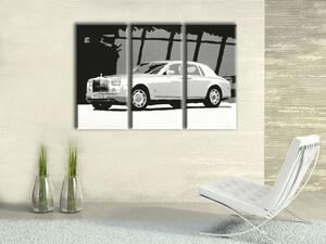 Ručně malovaný POP Art obraz BENTLEY, 3 dílný ohnutý