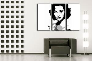 Ručně malovaný obraz POP Art Elizabethet Taylor 3 dílná