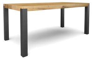 Jídelní stůl Hvízdák Velikost stolu (D x Š): 140 x 80 (cm), Typ a sukovitost dřeva: Dub sukovitý/rustikální (0 Kč), Barva kovových nohou: Černá mat - RAL 9005 (0 Kč)