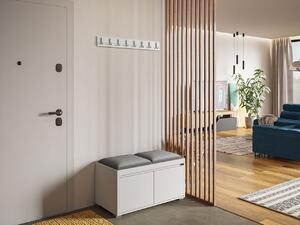 HezkýNábytek.cz Nábytek do předsíně 80 + 2 kusy čalouněných nástěnných panelů Pag 40x30 Karline (Bílá + šedá). 1070211