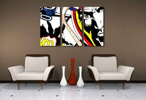 Ručně malovaný obraz POP Art LICHTENSTEIN 3 dílná li