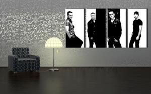 Ručně malovaný POP Art obraz U2 v černé barvě 4 díly U2