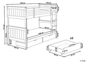 Patrová postel 90 cm Alf (tmavé dřevo) (s roštem a úložným prostorem). 1077389