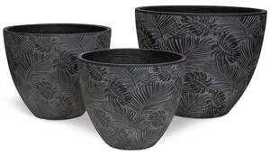 Flora květináč, Ø 55/44/37 cm, výška 43,5/36/30 cm, bílý, šedý, antracitový Barva květináče: Antracit, Rozměry: Set průměrů 55/44/37 cm