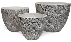 Flora květináč, Ø 55/44/37 cm, výška 43,5/36/30 cm, bílý, šedý, antracitový Barva květináče: Šedá, Rozměry: Set průměrů 55/44/37 cm