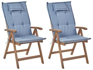 Set 2 ks zahradních židlí Amati (tmavé dřevo + modrá). 1077463