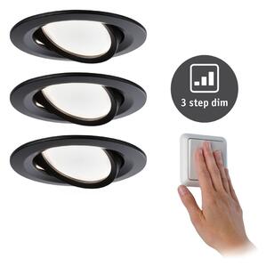 P 94472 LED vestavné svítidlo Nova kruhové 3x6,5W černá/mat výklopné 3-krokové-stmívatelné teplá bílá 3ks sada - PAULMANN