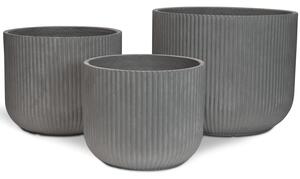 Linea květináč, Ø 37/44/55 cm, výška 30/36/43,5 cm, šedý, antracitový, krémový Barva květináče: Šedá, Rozměry: Set průměrů 55/44/37 cm