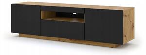 TV stolek Aura 150 závěsný nebo stojící dub artisan / černý mat + LED