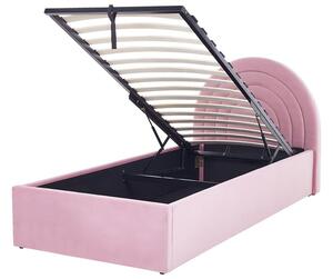 Jednolůžková postel 90 cm Annesile (růžová) (s roštem) (s úl. prostorem). 1077529