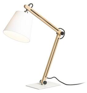 NIZZA stolní Polycotton bílá/dřevo 230V E14 7W - RED - DESIGN RENDL
