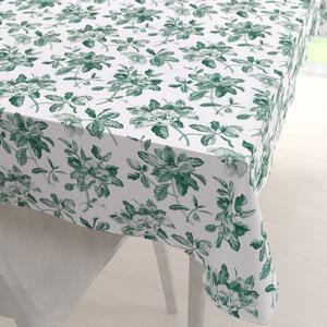 Biante Teflonový obdélníkový ubrus TF-091 Zelené květiny na bílém 60x100 cm