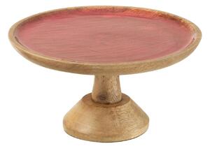 Kulatý servírovací podnos na noze z mangového dřeva s emailem - Ø 25*15 cm - J-Line by Jolipa