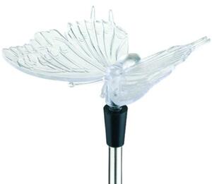 Zahradní solární lampa LED motýl, 77cm, zapichovací, nerez, RGB