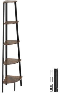 Tectake Rohový regál Portland 34x34x158,5 cm - Industriální dřevo tmavé, rustikální