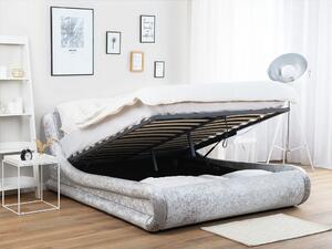 Manželská postel 160 cm AVENUE (s roštem a úl. prostorem) (stříbrná sametová). 1007149