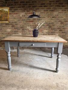 Stará Krása – Ruční výroba Venkovské jídelní stoly v šedém odstínu 76 X 140 X 70