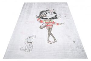 Makro Abra Dětský kusový koberec vhodný k praní BAMBINO 2645 Holčička protiskluzový šedý Rozměr: 80x150 cm