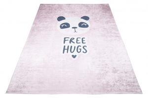 Makro Abra Dětský kusový koberec vhodný k praní BAMBINO 2554 Panda protiskluzový fialový krémový Rozměr: 80x150 cm