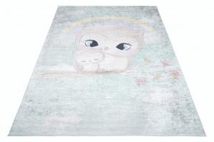 Makro Abra Dětský kusový koberec vhodný k praní BAMBINO 2316 Sovičky protiskluzový modrý Rozměr: 80x150 cm
