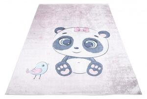 Makro Abra Dětský kusový koberec vhodný k praní BAMBINO 2743 Medvídek Ptáček protiskluzový fialový Rozměr: 160x230 cm