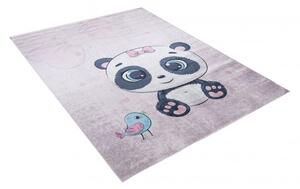 Makro Abra Dětský kusový koberec vhodný k praní BAMBINO 2743 Medvídek Ptáček protiskluzový fialový Rozměr: 140x200 cm