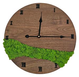 Dřevěno-mechové nástěnné hodiny