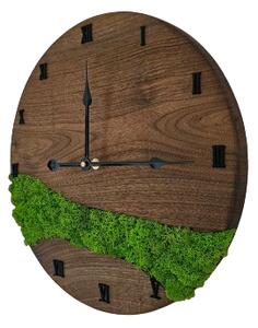 Dřevěno-mechové nástěnné hodiny