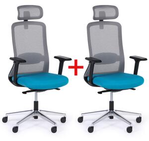Kancelářská židle JILL 1+1 ZDARMA, šedá/modrá