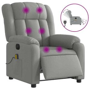 Elektrické masání polohovací křeslo svtle edé textil