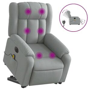 Elektrické zvedací masání polohovací křeslo svtle edé textil