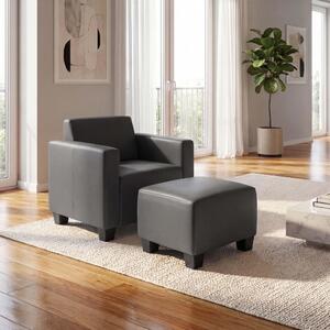 Modulární křeslo lounge chair s otomanem Lyon, Imitace ke tmav edá