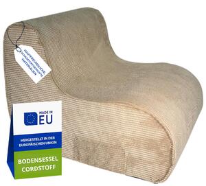 Pillows24 - Podlahové křeslo z manestrové látky 93×70×65 cm | dtské křeslo a idle do obýváku s pratelným potahem pro teenagery a dosplé (cappuccino)