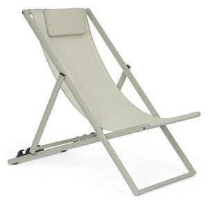 Světle zelené kovové polohovací/skládací zahradní lehátko Taylor – Bizzotto