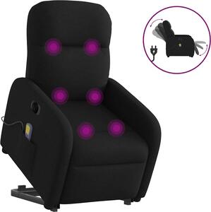 Elektrické zvedací masání polohovací křeslo erné textil