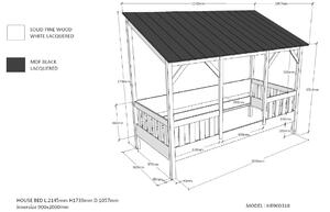 Vipack Housebed domečková postel Barva střechy: Bílá