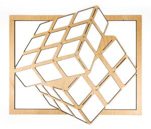 Dřevěná nástěnná dekorace Rubikova kostka