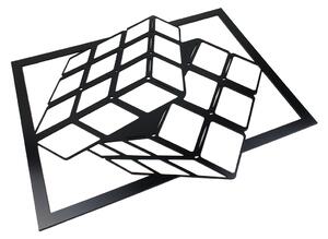 Dřevěná nástěnná dekorace Rubikova kostka černá
