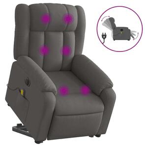 Elektrické zvedací masání polohovací křeslo tmav edé textil