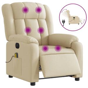 Elektrické masání polohovací křeslo krémové textil