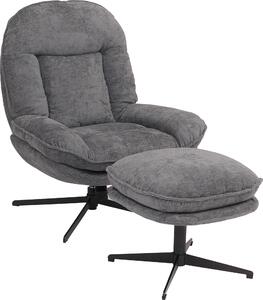 Relaxaní křeslo s taburetem HWC-P32, TV křeslo se závsem Nosag, otoné kovové látka/textil inylka (370 g/m²) edá