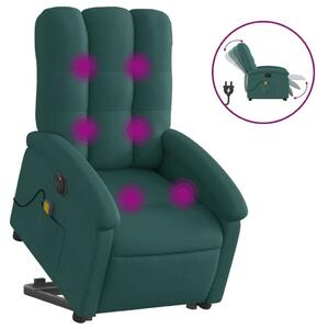 Elektrické zvedací masání polohovací křeslo zelené textil