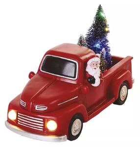 EMOS LED červené auto se Santou a vánočními stromky DCLW09