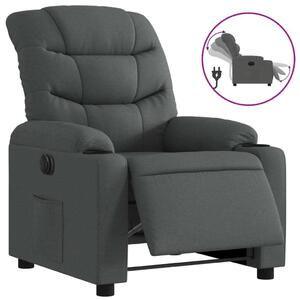 Elektrické polohovací křeslo tmav edé textil