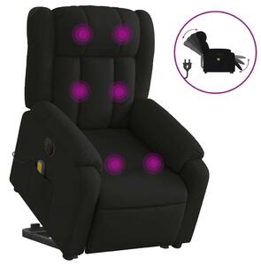 Elektrické zvedací masání polohovací křeslo erné textil