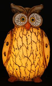 Vosková figurka sovy s LED osvětlením, výška 20 cm