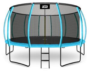 Aga Trampolína 500 cm Světle modrá + ochranná síť + žebřík